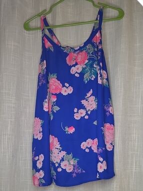 torrid Blue Floral Tank with Pink and Teal Accents